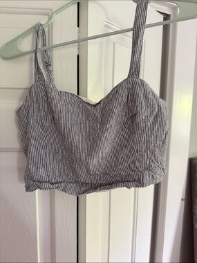 Striped linen Crop Top